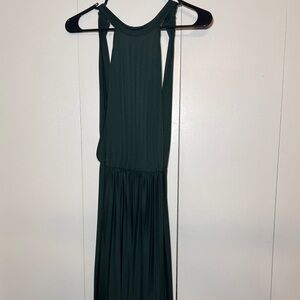 ASOS Tall Halter Pleated Waisted Maxi Dress Dark Green Size 8